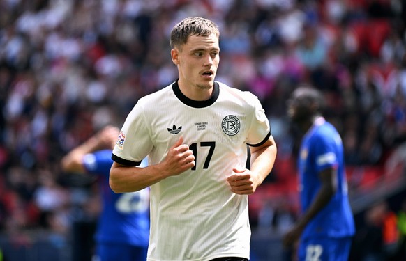 Fussball, UEFA Nations League, Spiel um Platz 3, MHP-Arena Stuttgart: Deutschland - Frankreich 0:2 Florian Wirtz GER. Aktion, Einzelbild. *** Football, UEFA Nations League, 3rd place match, MHP Arena  ...