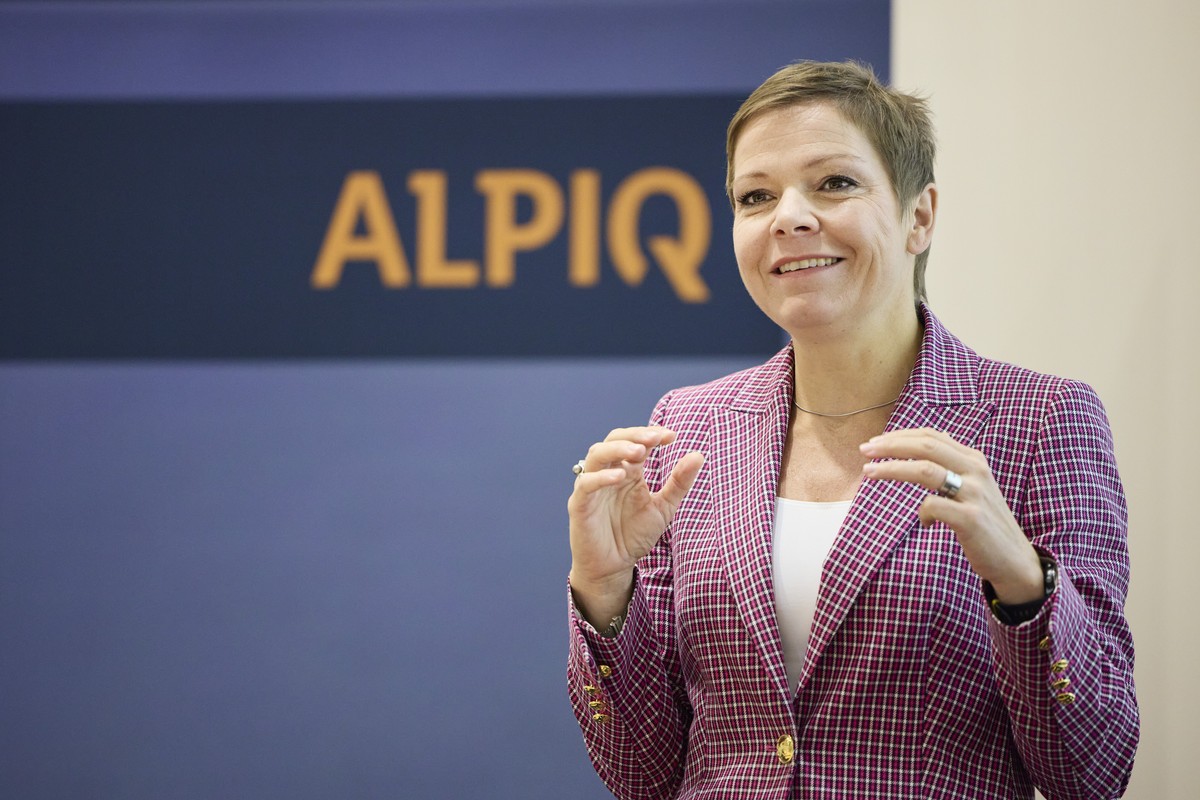 Antje Kanngiesser, CEO Alpiq, spricht an der Medienkonferenz ueber das Semesterergebnis 2021 am Donnerstag, 26. August 2021, in Olten. (KEYSTONE/Michael Buholzer)