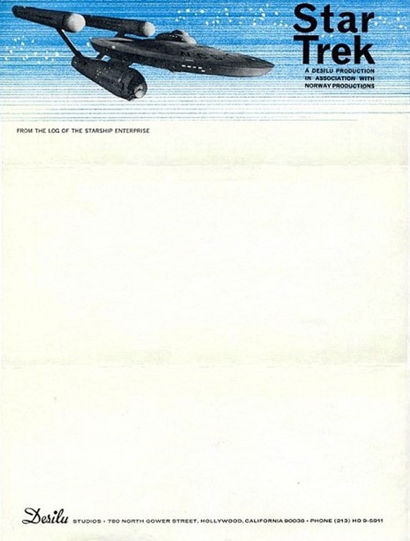 Gene Roddenderry's letterhead 
https://cdn1.dangerousminds.net/uploads/7/images/lhroddenberry.jpg