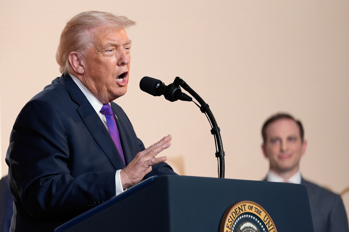 President Donald Trump speaks about TrumpRx in the South Court Auditorium in the Old Eisenhower Executive Office Building on the White House campus, Thursday, Feb. 5, 2026, in Washington, as National  ...