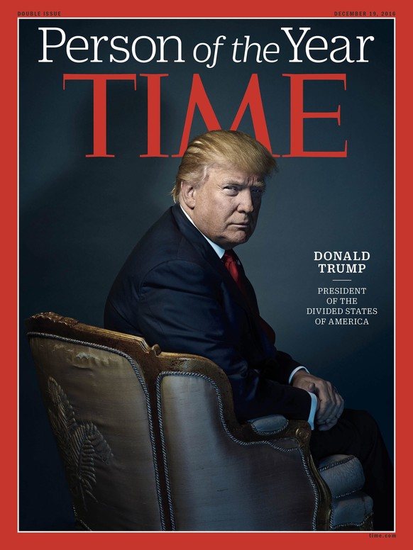 epa05664045 Handout cover image released by Time Magazine of their December 19, 2016 issue featuring US President-Elect Donald J. Trump whom they&#039;ve named as their Time 2016 Person of the Year in ...