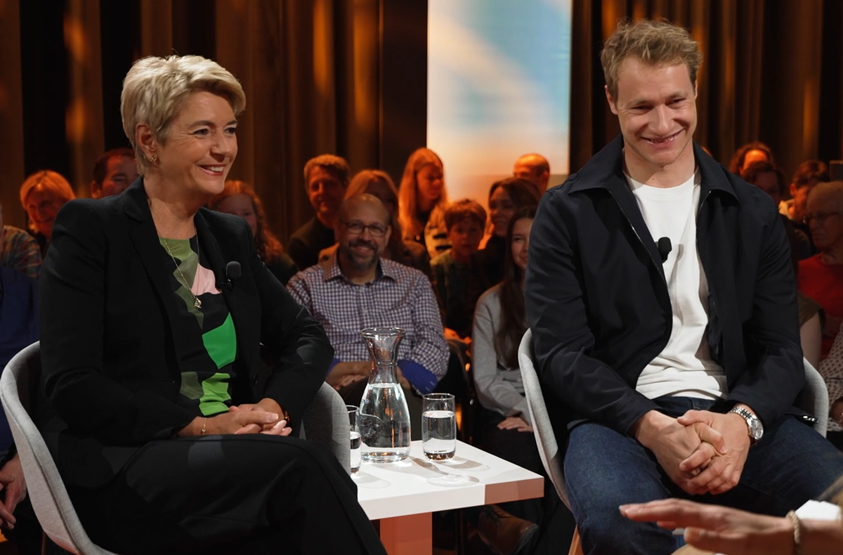 Karin Keller-Sutter und Marco Odermatt im SRF-POdcast "Persönlich".