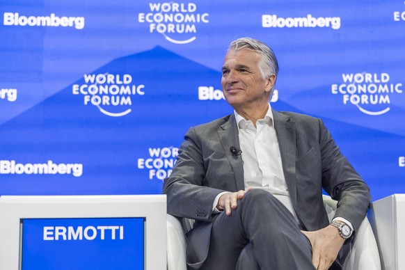 epa11844382 Group Chief Executive Officer of UBS Sergio P. Ermotti attends a panel session during the 55th annual meeting of the World Economic Forum (WEF) in Davos, Switzerland, 22 January 2025. EPA/ ...