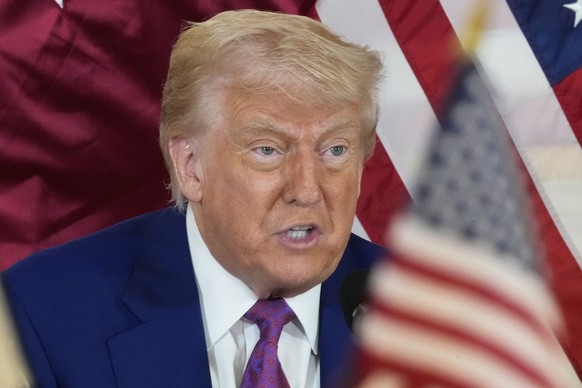 President Donald Trump speaks during a business roundtable, attended by Sheikh Saoud bin Abdulrahman bin Hassan bin Ali Al Thani,Thursday, May 15, 2025, in Doha, Qatar. (AP Photo/Alex Brandon)
Donald  ...