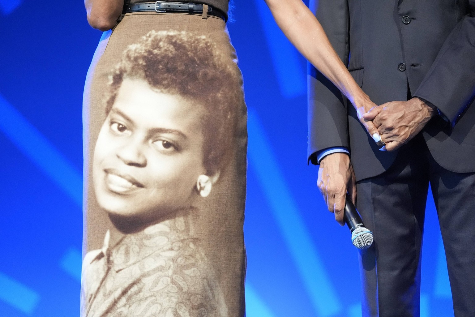 Former President Barack Obama and former first lady Michelle Obama speaking at a stakeholders event at the Obama Presidential Center, Tuesday, June 16, 2026, in Chicago, Illinois. The Obama Library of ...