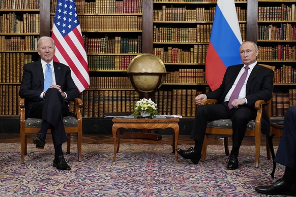FILE - In this June 16, 2021, file photo President Joe Biden meets with Russian President Vladimir Putin in Geneva, Switzerland. (AP Photo/Patrick Semansky, File)
Joe Biden