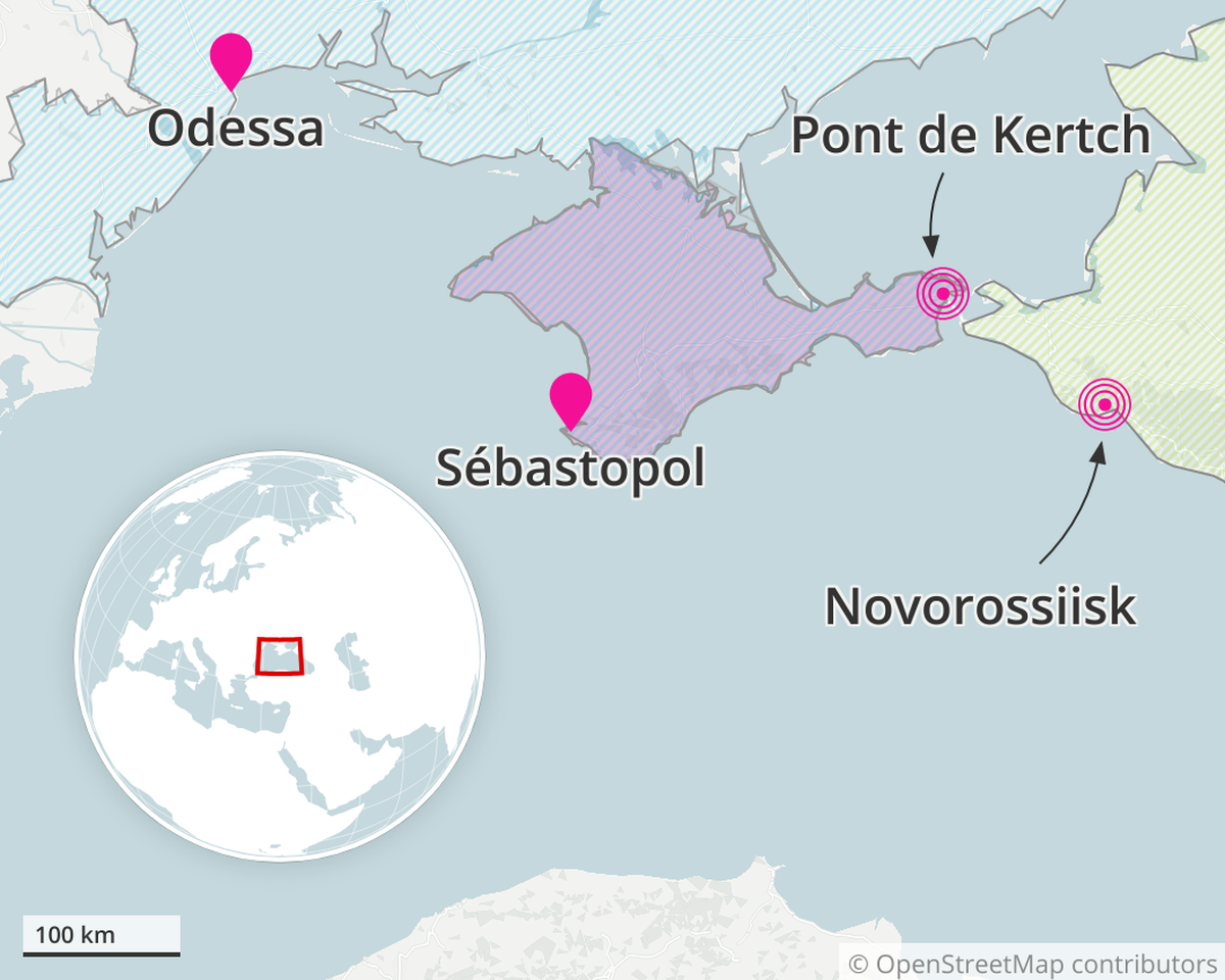«L'Olenegorsk Gornyak» était amarré devant le port russe de Novorossiisk. Par la mer, il y a près de 1000 kilomètres entre cet endroit et la côte ukrainienne près d'Odessa.