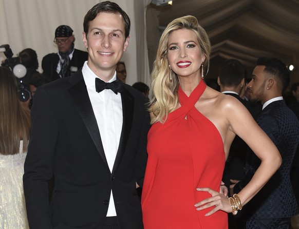 FILE - In this May 2, 2016, file photo, Jared Kushner, left, and Ivanka Trump arrive at The Metropolitan Museum of Art Costume Institute Benefit Gala, celebrating the opening of &quot;Manus x Machina: ...