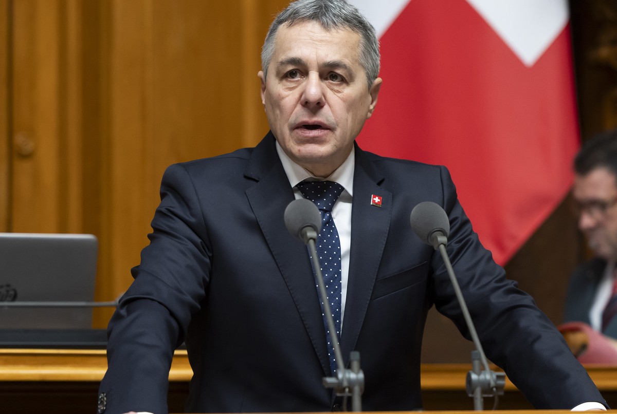 Bundesrat Ignazio Cassis spricht waehrend der Wintersession der Eidgenoessischen Raete, am Dienstag, 17. Dezember 2024 in Bern. (KEYSTONE/Peter Klaunzer)