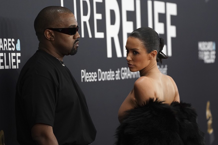 Kanye West, left, and Bianca Censori arrive at the 67th annual Grammy Awards on Sunday, Feb. 2, 2025, in Los Angeles. (Photo by Jordan Strauss/Invision/AP)
Kanye West,Bianca Censori
