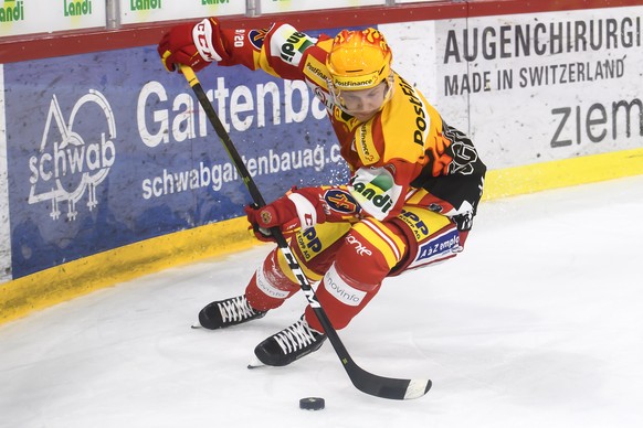 Biels Topscorer Toni Rajala beim Eishockey Meisterschaftsspiel der National League zwischen dem EHC Biel und den SCL Tigers , am Samstag, 21. September 2019, in der Tissot Arena in Biel. (PPR/Anthony  ...