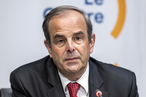 Nationalrat und Parteipraesident Gerhard Pfister, Mitte-ZG, spricht an einer Medienkonferenz zur Nachfolge von Bundesraetin Viola Amherd, am Montag, 20. Januar 2025, in Bern. Die Bundesversammlung wae ...