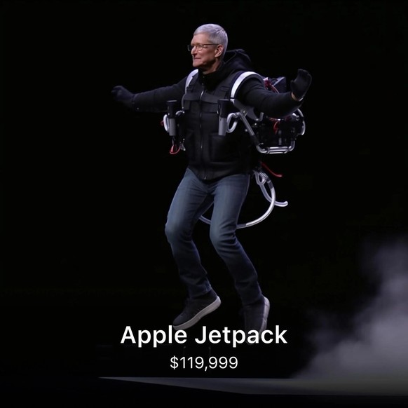 Fake-Apple-Produkt, mit falschem Tim Cook, KI-generiert. (Juni 2023)