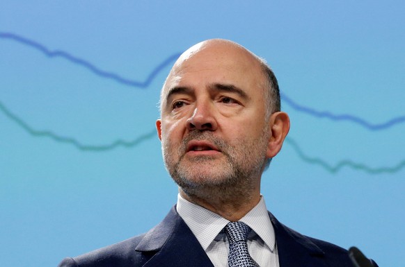 European Economic and Financial Affairs Commissioner Pierre Moscovici presents the EU executive&#039;s economic forecasts during a news conference at the EU Commission headquarters in Brussels, Belgiu ...