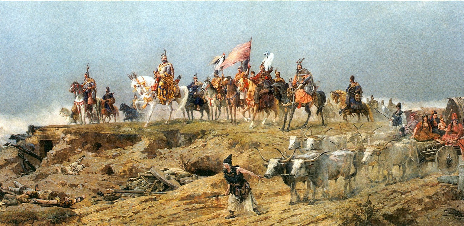 Thus, at the end of the 19th century, the seven generals of the Magyars were depicted.