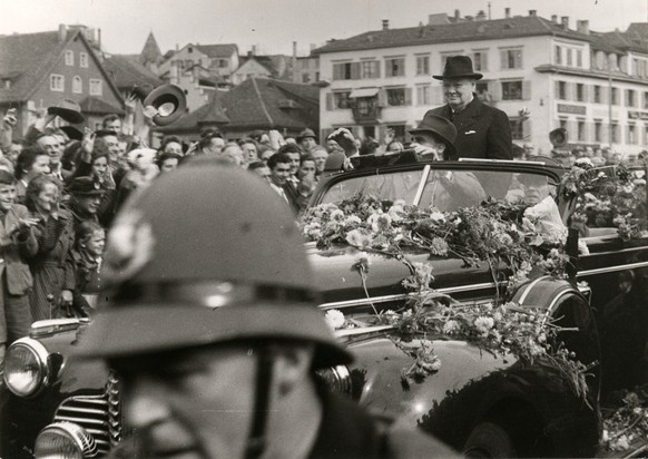 Hans Staub - Winston Churchill in Zurich, Switzerland, 1946. (KEYSTONE/Fotostiftung Schweiz/Hans Staub)
Hans Staub - Winston Churchill in Zuerich, 1946. (KEYSTONE/Fotostiftung Schweiz/Hans Staub)