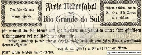 Anwerbung von deutschen Auswanderern 1859.