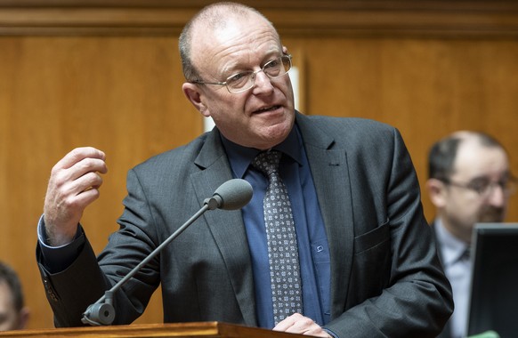 Nationalrat Jean-Luc Addor, SVP-VS, spricht an der Fruehlingssession der Eidgenoessischen Raete, am Montag, 18. Maerz 2019, in Bern. (KEYSTONE/Peter Schneider)