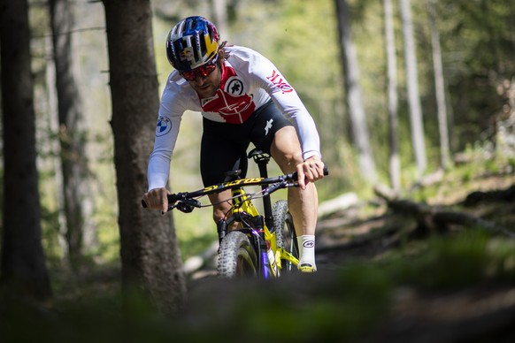 Lars Forster vom Schweizer Mountainbike Team, aufgenommen am Montag, 3. Mai 2021, in Landquart. (KEYSTONE/Gian Ehrenzeller)