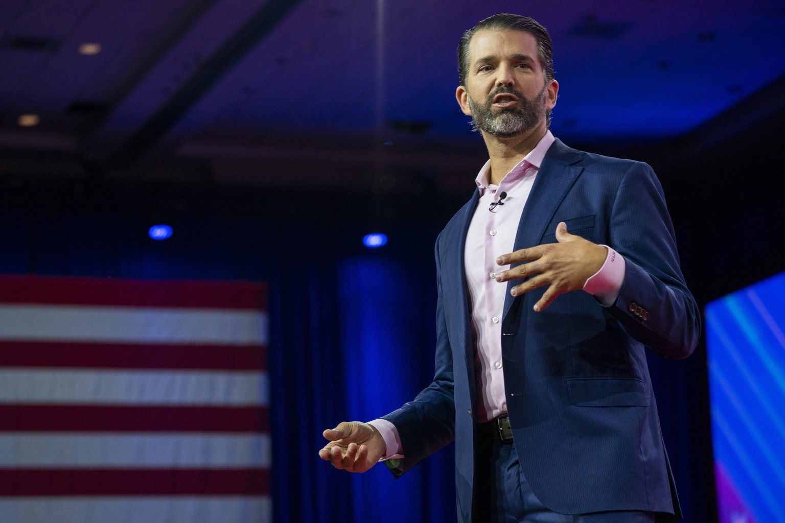 epa10501251 Executive Vice President of The Trump Organization Donald Trump Jr speaks at the Conservative Political Action Conference (CPAC), billed as the largest conservative gathering in the world, ...
