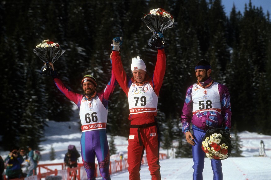 Maurilio de Zolt (links) holte 1992 in Albertville mit 37 Jahren die Silbermedaille.