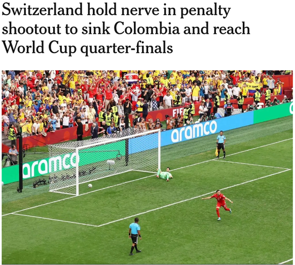 «Die Schweiz behält im Penaltyschiessen die Nerven, besiegt Kolumbien und erreicht den WM-Viertelfinal»
