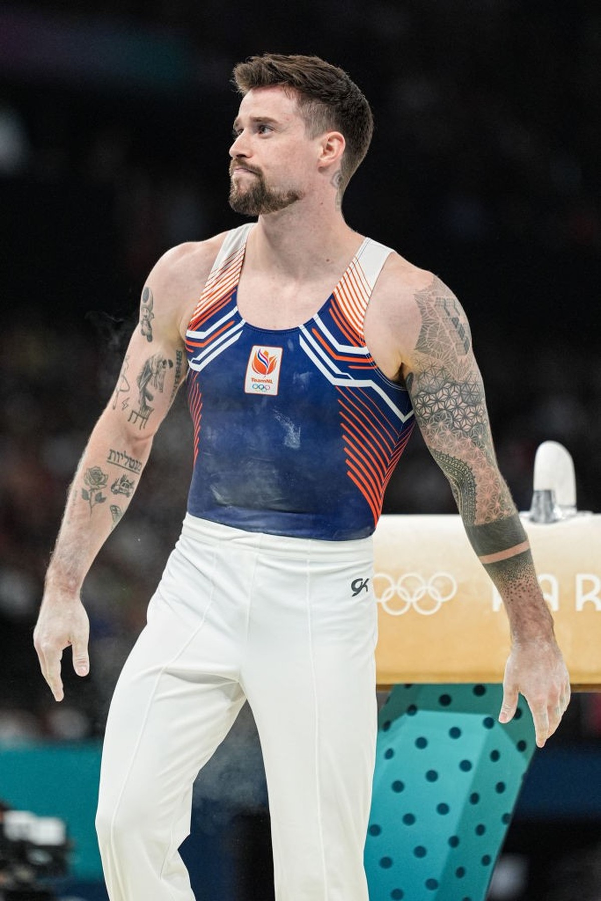 PARIS, FRANCE - JULY 31: Casimir Schmidt of the Netherlands competing in the Men's All-Around Final during Day 5 of Artistic Gymnastics - Olympic Games Paris 2024 at Bercy Arena on July 31, 2024  ...
