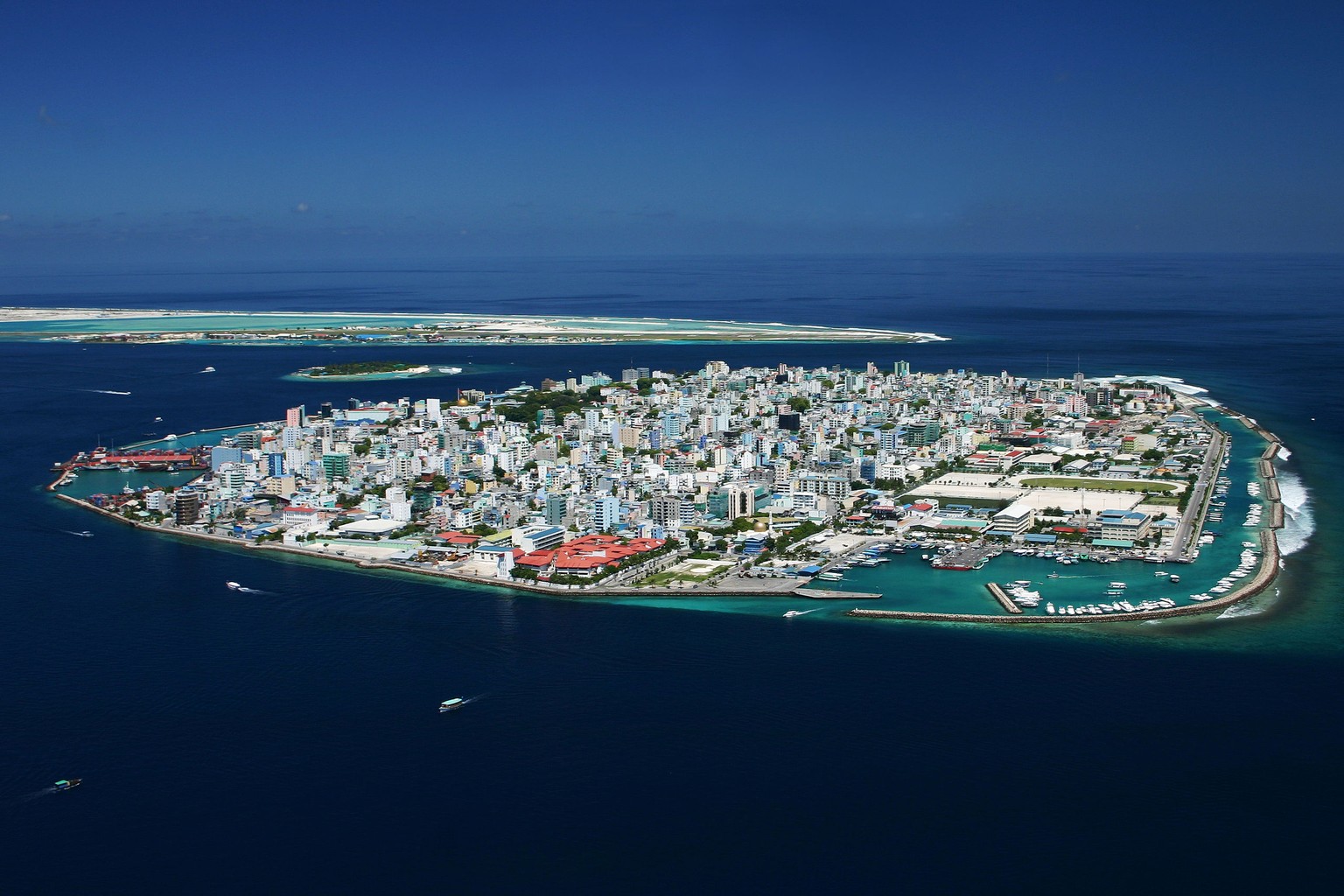 Malé, die Hauptstadt der Malediven. Das Land zählt rund 330'000 Einwohner.