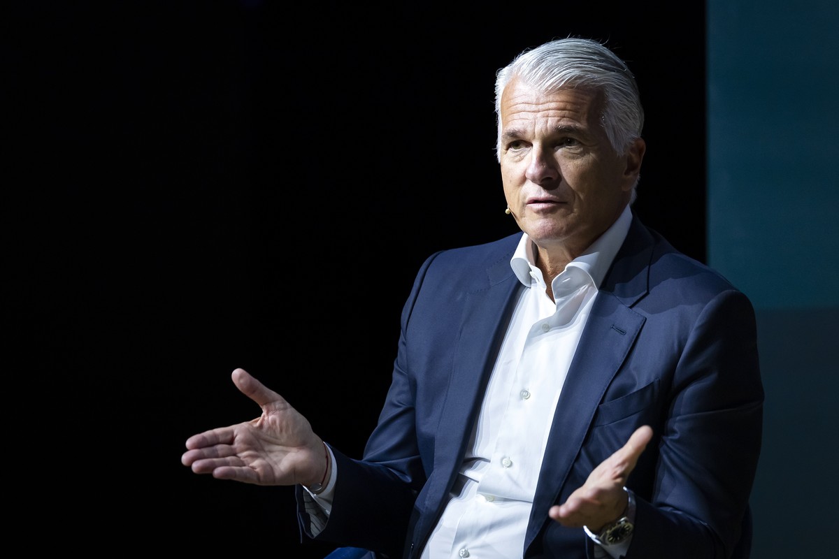 KEYPIX - Sergio P. Ermotti, Group Chief Executive Officer of Swiss bank UBS speaks on stage during the Finance Forum Zurich on Tuesday, September 22, 2026 in Zurich, Switzerland. (KEYSTONE/Michael Buh ...
