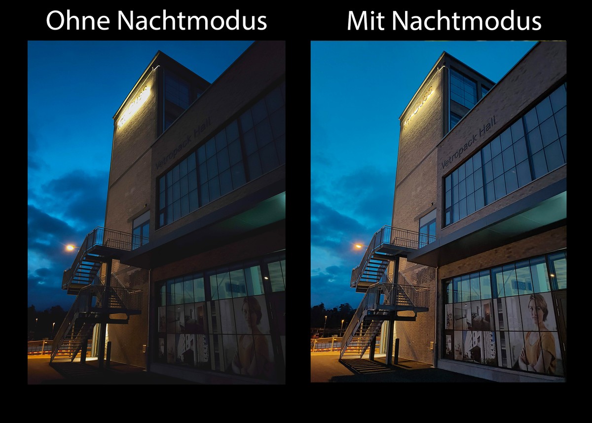 Mit etwas Restlicht, hier durch die Strassenbeleuchtung, gelingen auch in der Nacht ansprechende Fotos.