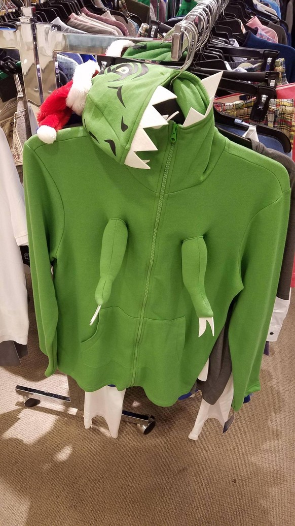 Ugly sweater with T-Rext and arms
