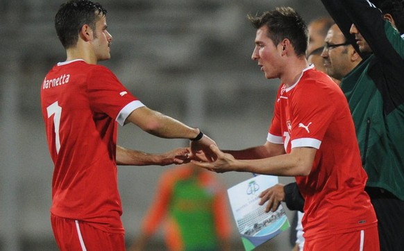 Debüt im Testspiel für die Schweiz im November 2012 gegen Tunesien.