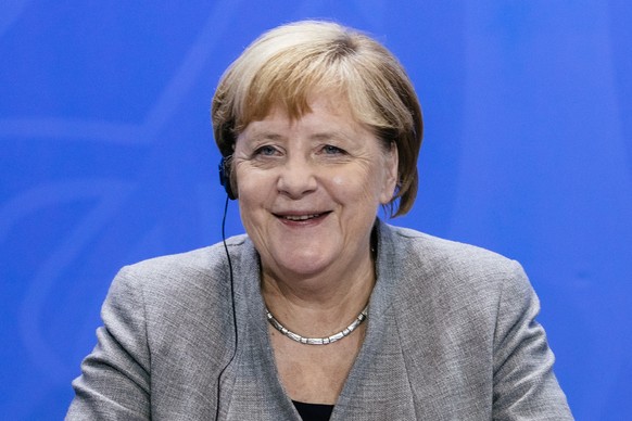 epa07886694 German Chancellor Angela Merkel attends a press conference at the German chancellery in Berlin, Germany, 01 October 2019. EPA/HAYOUNG JEON