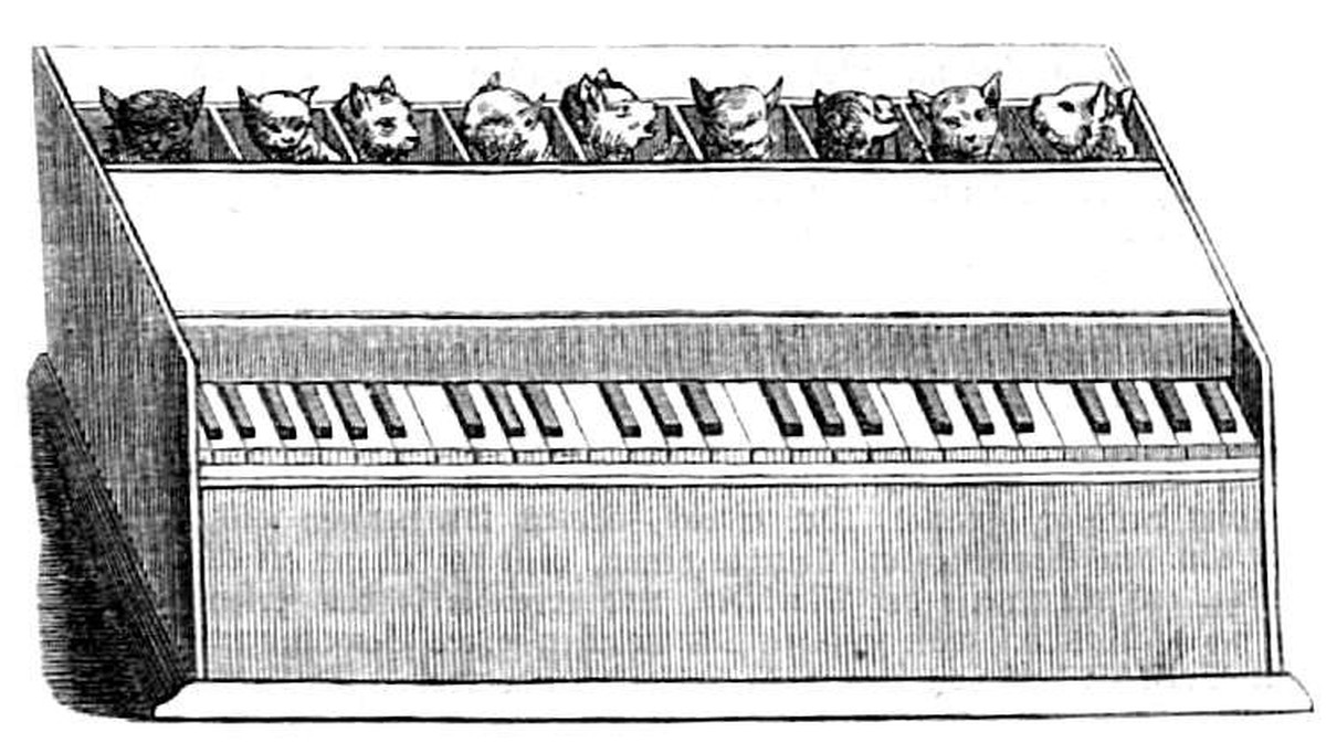 Katzen-Piano

Depiction in 1858 Die Gartenlaube short, "Katzen-Orgel"
