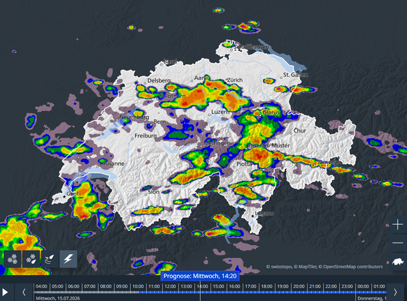 Am Nachmittag zeigen sich vereinzelte Gewitter rund um die Alpen und Teile des Mittellands.