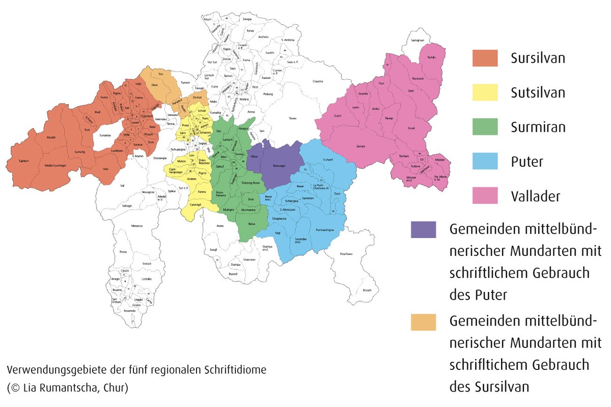 Wegen der früheren Abgeschiedenheit vieler Orte und Täler des Kantons Graubünden haben sich verschiedene Dialekte&nbsp;entwickelt, die sich in die obigen fünf Gruppen gliedern lassen. Jede dieser fünf ...