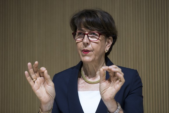 Susanne Ruoff, Konzernleiterin Post, spricht waehrend einer Medienkonferenz am Freitag, 23. Juni 2017 in Bern. (KEYSTONE/Peter Klaunzer)