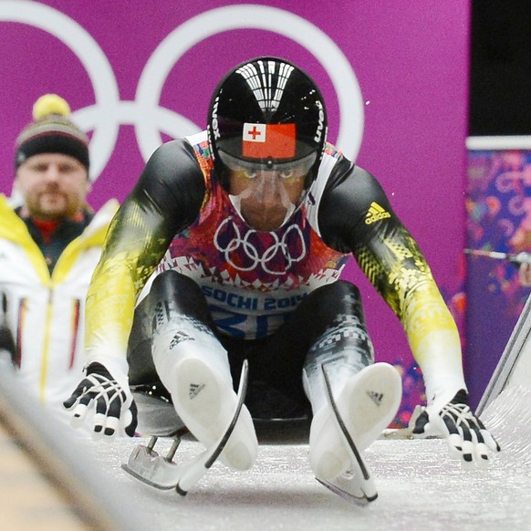 Olympics Men s Single luge Bruno Banani of Tonga sets off on his fourth-heat run in the men s single luge competition at the Sanki Sliding Centre during the Winter Olympics in Sochi, Russia, Sunday, F ...