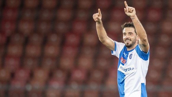 Grasshopper Cristian Ponde jubelt zum 2:0 Tor im Fussball Cup Achtelfinal zwischen dem Grasshopper Club Zuerich und dem FC Lausanne-Sport im Letzigrund, am Mittwoch, 24. Februar 2021 in Zuerich. (KEYS ...