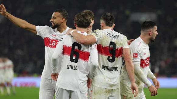 14.02.2026, Deutschland, Stuttgart, Fu�ball Bundesliga, 22. Spieltag, VfB Stuttgart vs. 1. FC K�ln, Jubel nach dem Tor zum 3:1 *** 14 02 2026, Germany, Stuttgart, Soccer Bundesliga, Matchday 22, VfB S ...