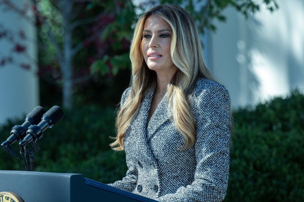 First lady Melania Trump makes remarks prior to United States President Donald J Trump signs an Executive Order establishing a dedicated women s health arm at the National Institutes of Health NIH and ...