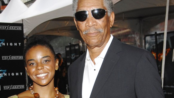 FILE - In this July 14, 2008 file photo, actor Morgan Freeman and granddaughter Edina Hines attend the world premiere of &quot;The Dark Knight&quot; in New York. On Sunday Aug. 16, 2015, Hines, 33, an ...