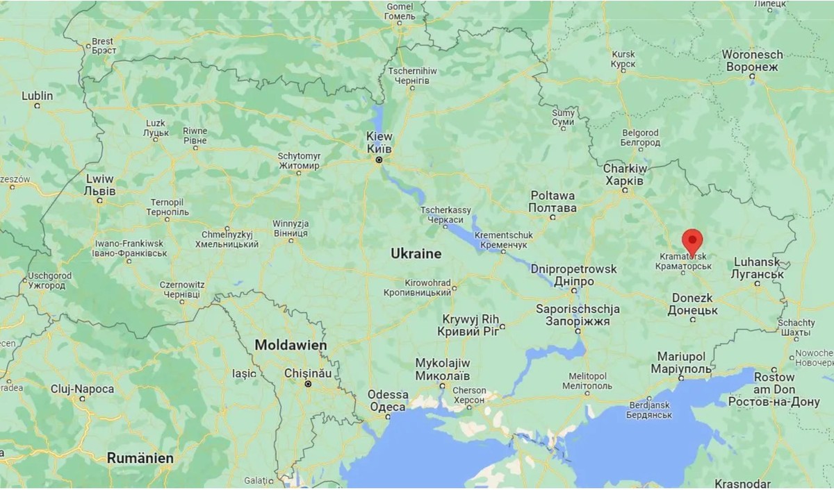 Von Lyman über das schwer getroffene Kramatorsk raus aus dem Donbass.
