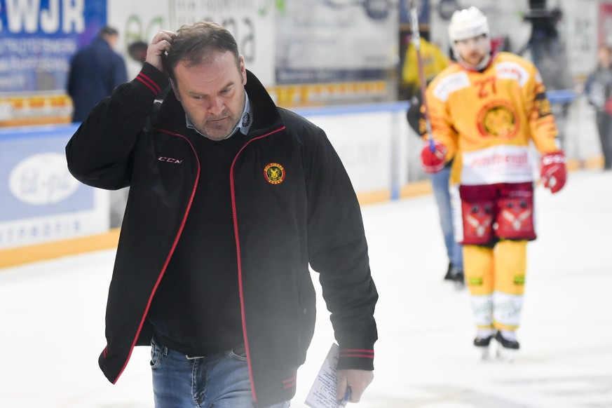 Langnaus Cheftrainer Heinz Ehlers, beim Eishockey-Meisterschaftsspiel der National League zwischen den SC Rapperswil-Jona Lakers und den SCL Tigers, am Freitag, 1. Maerz 2019, in Rapperswil. (KEYSTONE ...