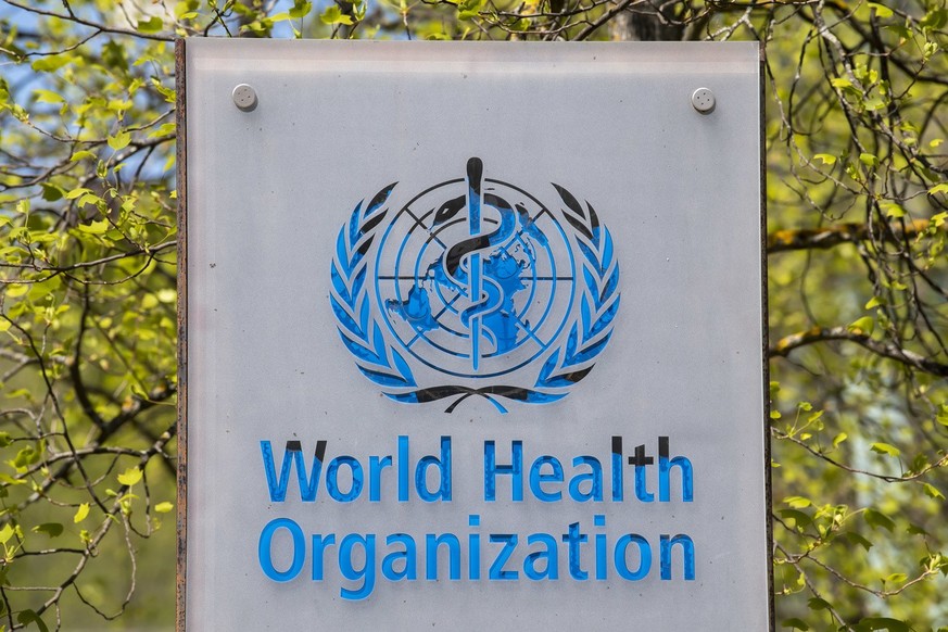 The logo and building of the World Health Organization (WHO) headquarters in Geneva, Switzerland, 15 April 2020. US President Donald Trump announced that he has instructed his administration to halt f ...