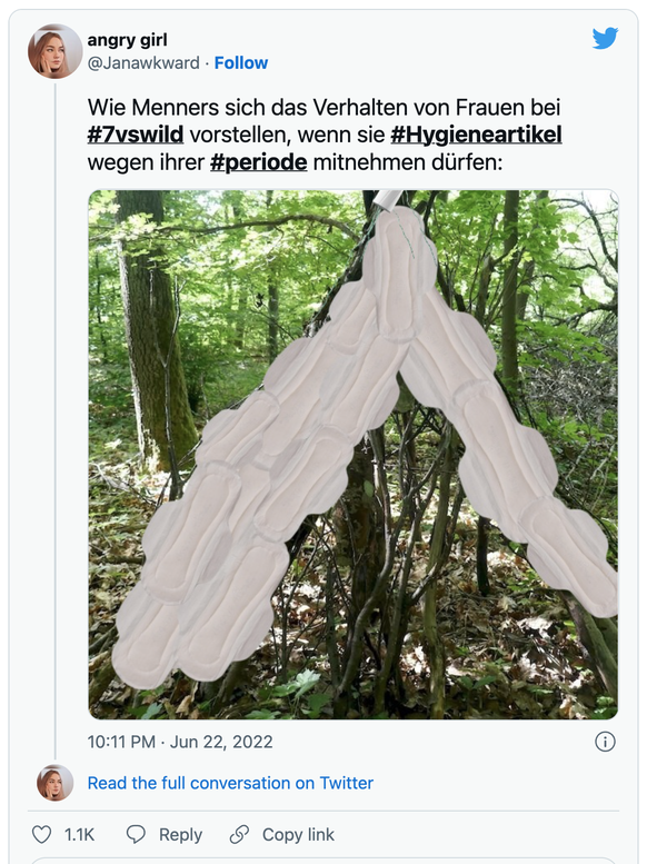 Tweet zur zweiten Staffeln von «7 vs. Wild» mit weiblichen Teilnehmern.