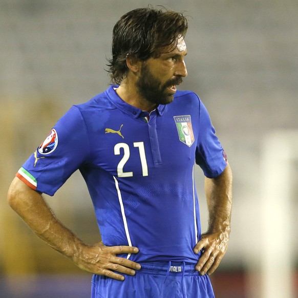 Italy's Andrea Pirlo waits to play during the Euro 2016 Group H qualifying soccer match between Croatia and Italy, in Split, Croatia, Friday, June 12, 2015. (AP Photo/Darko Bandic)