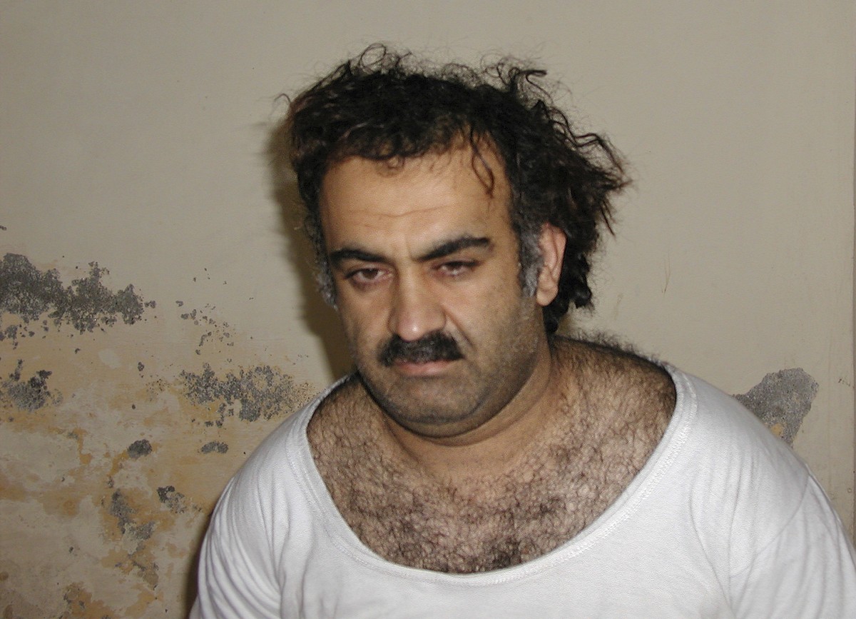 FILE - This Saturday March 1, 2003 photo obtained by The Associated Press shows Khalid Shaikh Mohammad, the alleged Sept. 11 mastermind, shortly after his capture during a raid in Pakistan. On Friday, ...