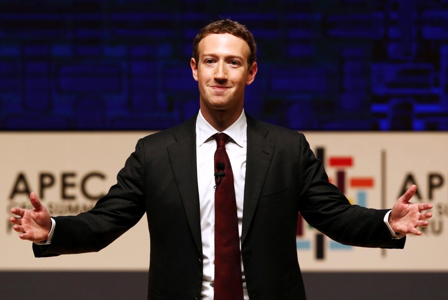 Mark Zuckerberg gestures while addressing the audience during a meeting of the APEC (Asia-Pacific Economic Cooperation) CEO Summit in Lima, Peru, November 19, 2016. REUTERS/Mariana Bazo