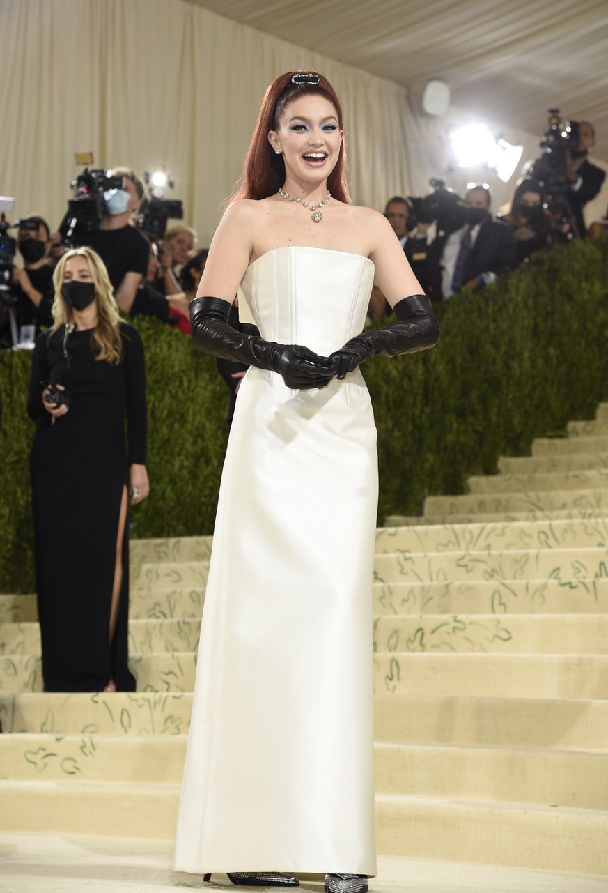 Gigi Hadid attends The Metropolitan Museum of Art's Costume Institute benefit gala celebrating the opening of the "In America: A Lexicon of Fashion" exhibition on Monday, Sept. 13, 2021 ...